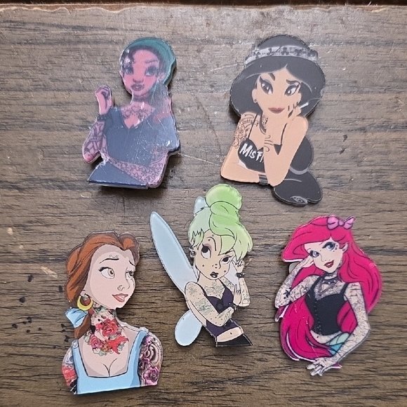 Jewelry - Gothic Punk Style Disney Princess Pins Set Of 5